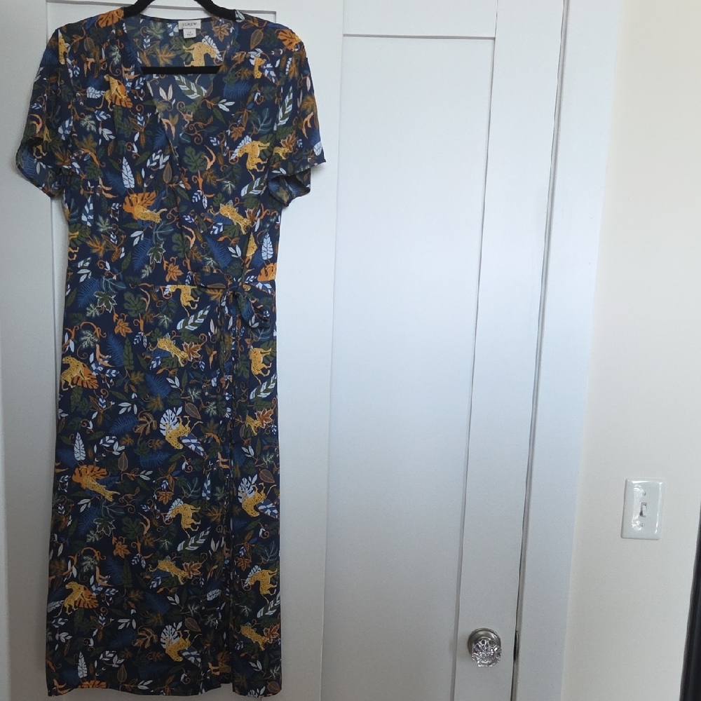 J. Crew Blue Dress with Yellow Floral Pattern